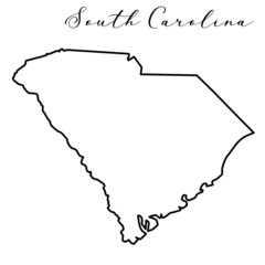 Vector high quality map of the American state of South Carolina simple hand made line drawing map