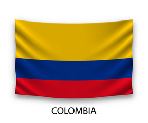 Hanging silk flag Colombia