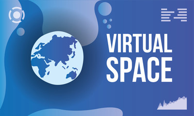 virtual space scene with earth planet