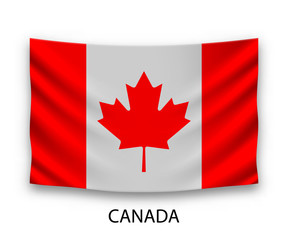 Fototapeta na wymiar Hanging silk flag Canada