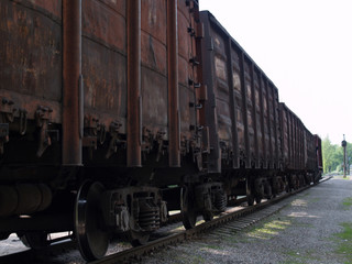 Obraz premium Freight car on the railway. Cargo transportation 