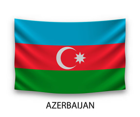 Obraz premium Hanging silk flag Azerbaijan
