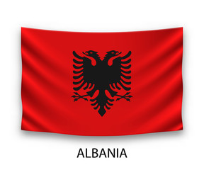 Hanging silk flag Albania