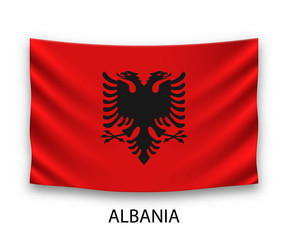 Fototapeta premium Hanging silk flag Albania
