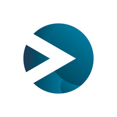 blue circle arrow corner logo design