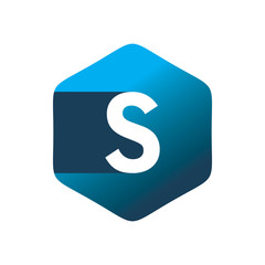 letter s blue hexagon logo design