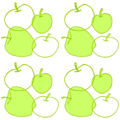 Apples seamless vector color pattern. Outline doodle. Repeating print. Perfect for back to school, apple picking, food packaging, kitchen textiles