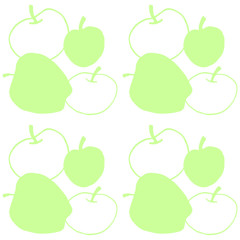 Apples seamless vector color pattern. Outline doodle. Repeating print. Perfect for back to school, apple picking, food packaging, kitchen textiles