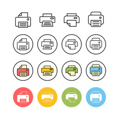 Set of Printer icons. print icon. Fax vector icon.