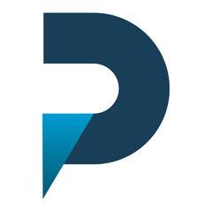 blue letter p pin map logo design