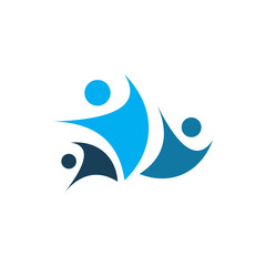 Fototapeta premium blue color people active group team healthy logo design