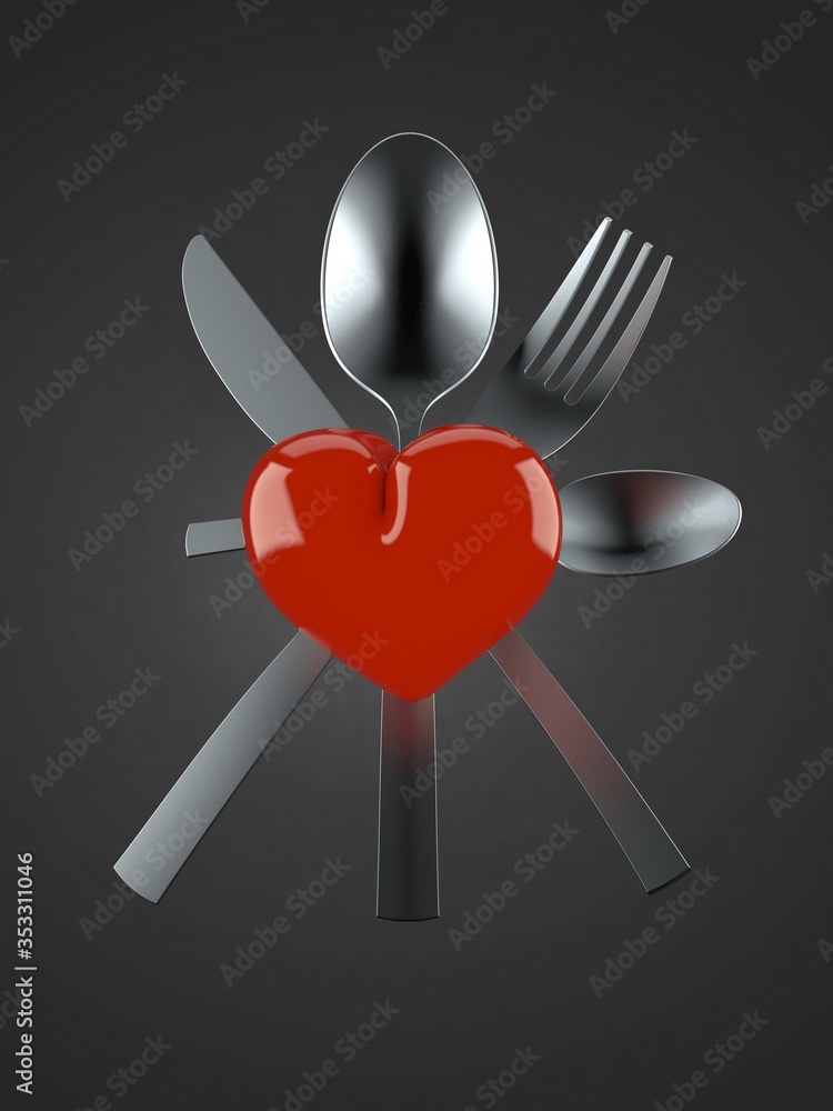 Canvas Prints heart with cutlery