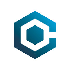 Obraz na płótnie Canvas cube hexagon color line cube letter c logo design