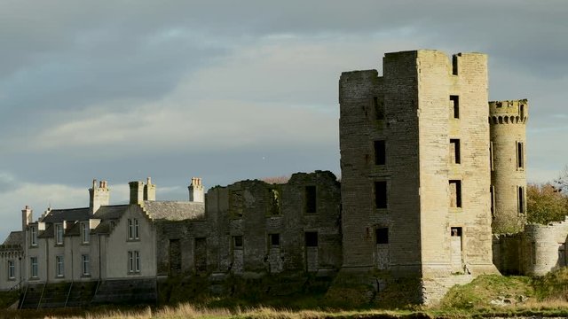 Beachfront castle in Thurso, on the coastline of Scotland