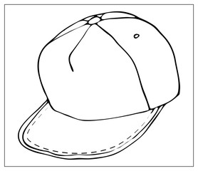 Vector illustration with outlines of basic simple Baseball cap. For web, logo, icon, app, UI. Cartoon style. Casual