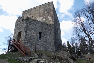 Fototapeta na wymiar vitkuv hradek castle ruin in sumava in southern bohemia