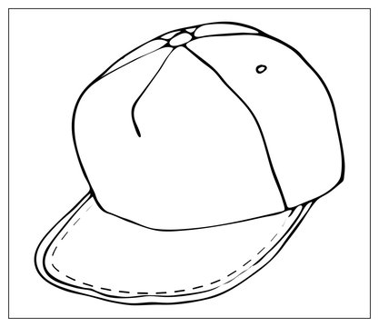 Vector illustration with outlines of basic simple Baseball cap. For web, logo, icon, app, UI. Cartoon style. Casual