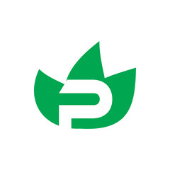 green nature leaf lotus lettre p logo design