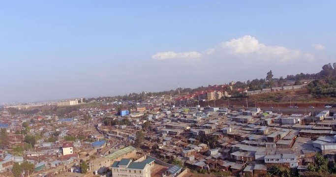 4K Bypass view over the Kibera slums...