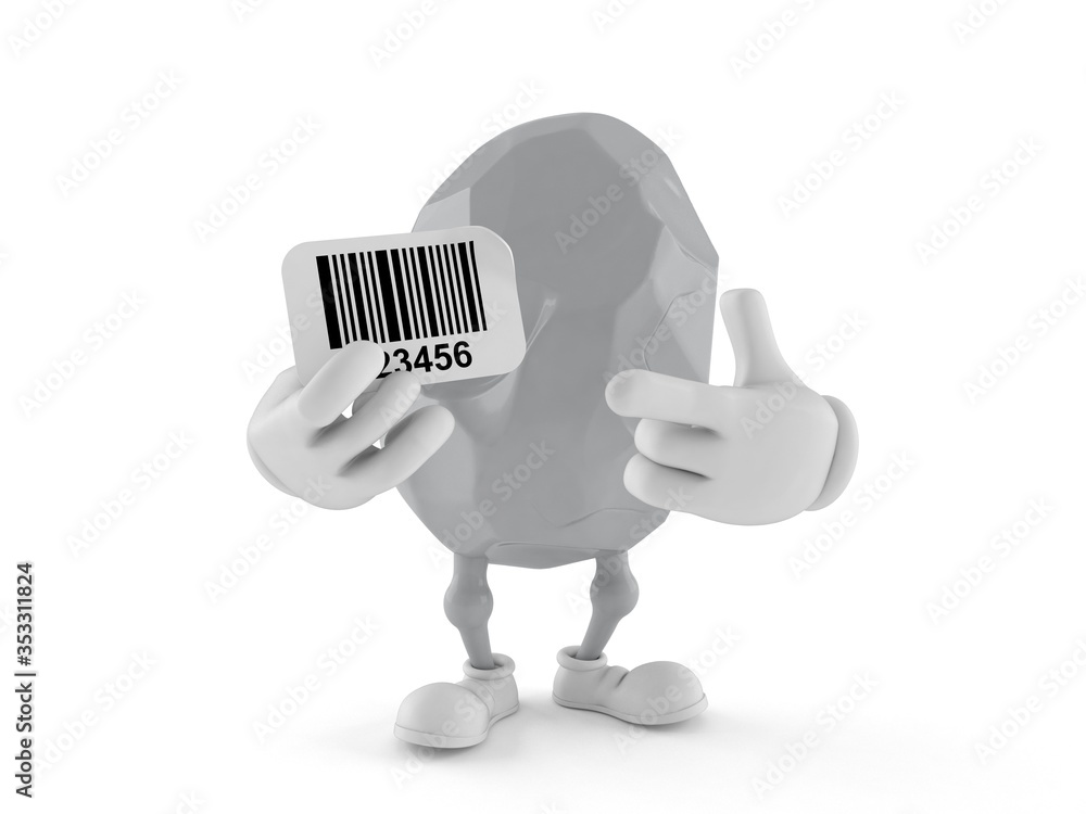 Poster rock character holding barcode