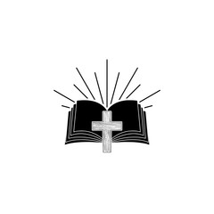 Holy bible icon. Holy bible and cross on white background
