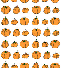 Vector cartoon seamless pattern with pumpkin. Halloween background
