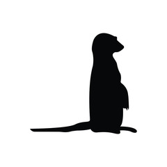 silhouette of a penguiBlack meerkat silhouette. Vector shadow. Laser cutting path. Vector illustration of black silhouette meerkat stands on his hind legs and looks into the distance. Ison on a branch