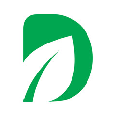 green nature leaf letter d logo design