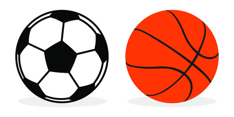 Obraz premium Sports Ball Football and basketball Vector Illustration Design