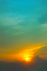 sunlight sunset with blue sky background