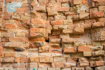 brick wall in archaeological site