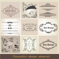 vector set of calligraphic design elements