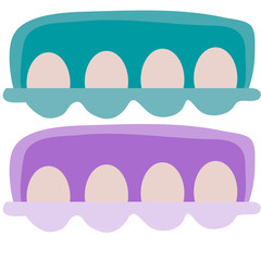 set of two boxes with chicken eggs, flat, isolated object on a white background, vector illustration,