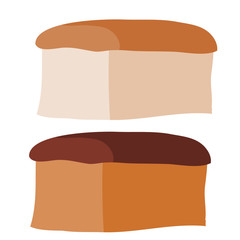 set of two loaves of light and dark bread, flat, isolated object on a white background, vector illustration,