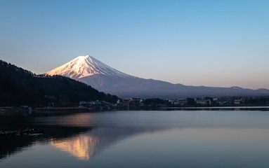 Mt.fuji from Kawaguchiko city before sunrise