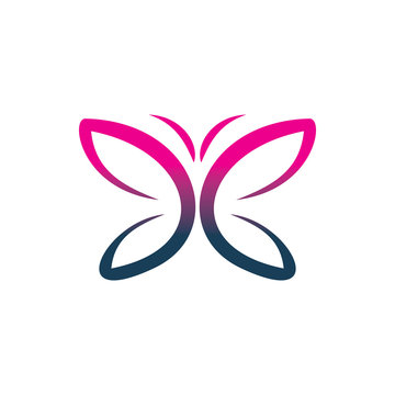 Full Color At Line Butterfly Logo Design