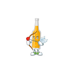 mascot design concept of bottle of beer cute Cupid with arrow and wings