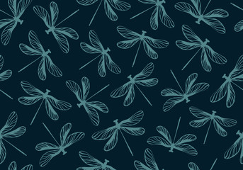 Seamless pattern with dragonflies.