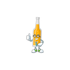 cartoon drawing concept of bottle of beer as a successful businessman