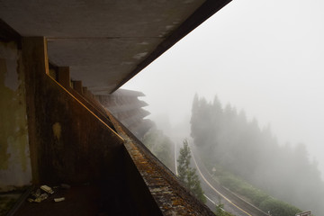 Balcony view from an abandoned Monte Palace hotel on San Miguel island