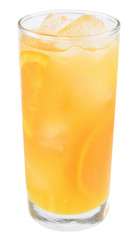 Fototapeta na wymiar Cocktail with orange juice and ice cube isolated