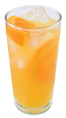 Cocktail with orange juice and ice cube isolated