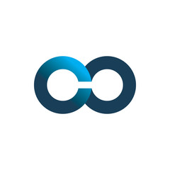 infinity blue color line letter c o logo design