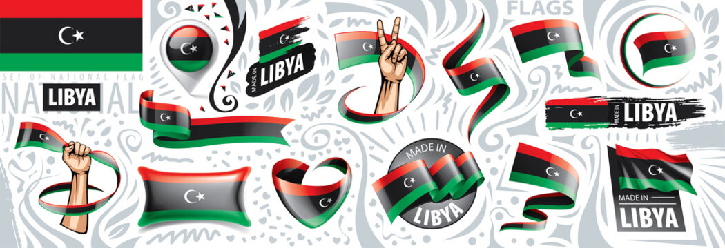 Vector set of the national flag of Libya in various creative designs