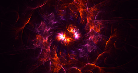 3D rendering abstract red fractal light background