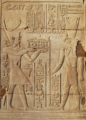 Ancient hieroglyph and relief in a Temple in Egypt