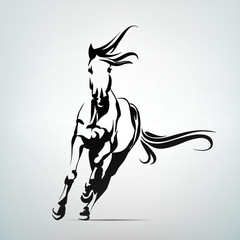 Vector silhouette of a running horse