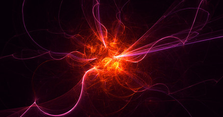 3D rendering abstract red fractal light background