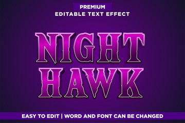 Night Hawk, Editable Game Logo Style Text Effect