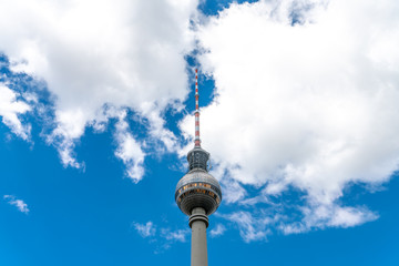 Fototapeta na wymiar The TV Tower located on the Alexanderplatz in Berlin, Germany